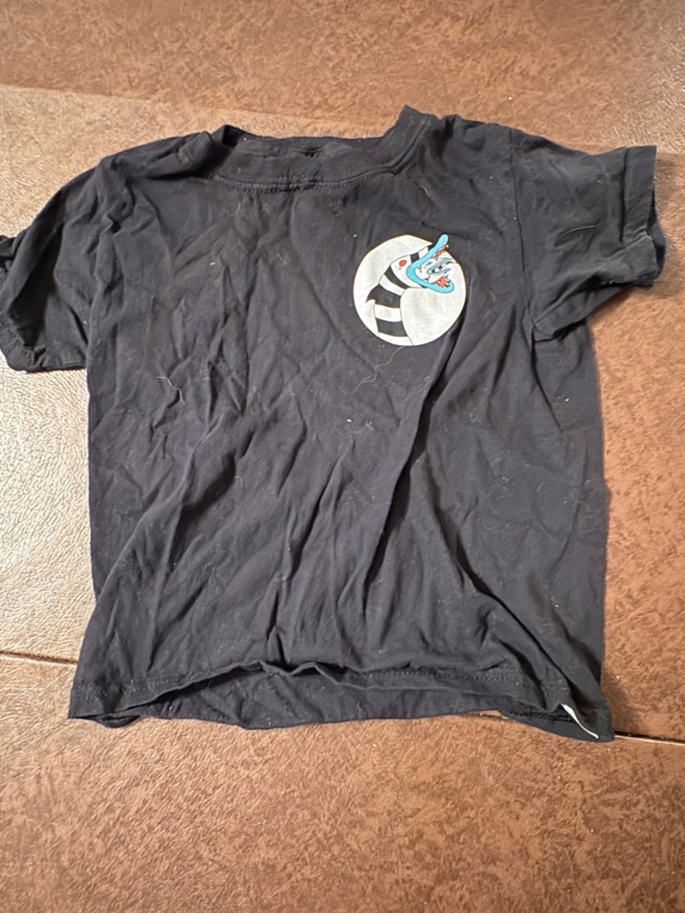 Black Beetlejuice Sandworm Toddler Graphic Tee with Blue & White Sandworm